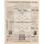 Programme for 1893 Lancashire Cup first round match between Liverpool and Darwen at Anfield, 28th