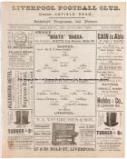 Programme for 1893 Lancashire Cup first round match between Liverpool and Darwen at Anfield, 28th