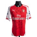 Jack Wilshere team-signed Arsenal FC red and white No.10 home jersey, season 2014-15, 20