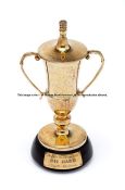 Jockey's prize for 1961 Ebor Handicap, won by Lester Piggott on Die Hard, silver gilt miniature