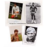 Signed football photograph cards, including George Best, Bobby Moore and Pele, one colour and ten
