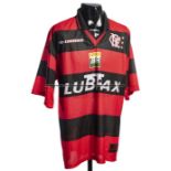 Clube de Regatas do Flamengo red and black striped No.11 home jersey, Match issue, short-sleeved,