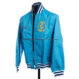 Les Cocker's Leeds United 1970 F.A. Cup Final tracksuit top and bottoms, the pale blue Umbro