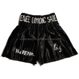 Nigel Benn fight worn boxing trunks from the final contest of his career against Steve Collins,