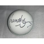 James Anderson England cricket memorabilia, comprising two cricket balls, one white, one red, an 8