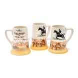 Three Royal Doulton King Edward VIII Coronation 1937 Grand National tankards, trio of identical pint