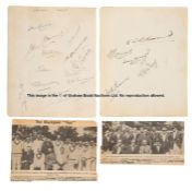 Two rare album pages partially signed by the Australia and England Cricket teams from 'The Blackpool