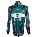 Andree Wiedener green & black striped Werder Bremen No.13 jersey from the UEFA Cup quarter-final