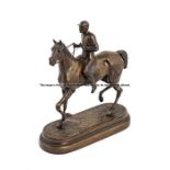 E. Loiseau FRED ARCHER - IROQUOIS signed & titled, bronze racehorse & jockey group, 30 by 26cm.;