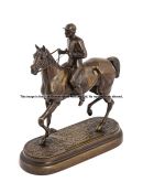 E. Loiseau FRED ARCHER - IROQUOIS signed & titled, bronze racehorse & jockey group, 30 by 26cm.;