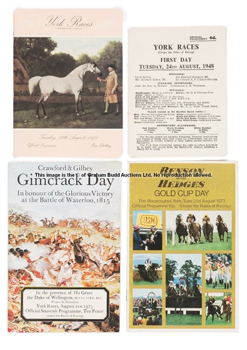 Group of York Ebor meeting racecards, dating between 1948 and 2019, comprising 1940s (one), 1950s (