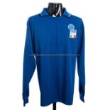 Gianluca Vialli blue Italy No.9 international home jersey 1991, match issue for the Euro 1992