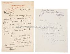 Three British women golfers' signatures, dating from 1920s and 1930, comprising letter on letterhead
