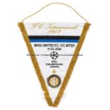 UEFA Champions League match pennant for Manchester United v FC Inter played at Old Trafford 11th