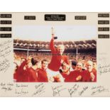 England 1966 World Cup signed framed presentation, the colour photograph surrounded by the mount