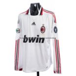 David Beckham AC Milan No.32 white away jersey, season 2008-09, long sleeved with LEGA CALCIO