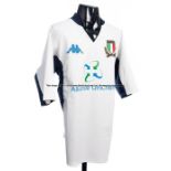 Wilhelmus Visser Italy FIR rugby white No.4 away jersey for the Test Match versus Samoa in the L'