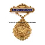 Oxford & Cambridge v Hamilton Olympic Club official accreditation badge 1929, gilt metal badge,