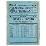 Hayes v Ilford London Senior Amateur Cup Final programme played at West Ham United 14th May 1932