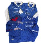 Group of four Chelsea FC team-signed Cup Final replica jerseys, all blue and un-numbered with
