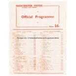 Rare Manchester United single-sheet programme for the Reds v Blues junior and senior teams 1955-56