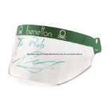 Alessandro Nannini-signed 1988 Japanese Grand Prix-worn Benetton F1 visor, the clear polymer