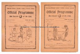 Two Tottenham Hotspur home programmes season 1913-14, Sheffield Wednesday 20th December &