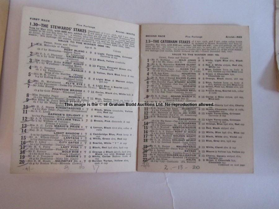 Four 1940s Epsom Derby Day racecards, comprising 1946 (Airborne), 1947 (Pearl Diver), 1948 (My Love) - Image 11 of 21