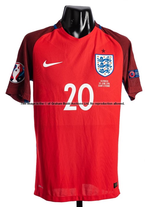 Dele Alli red England No.20 jersey from the European Championship match v Slovakia in Saint-