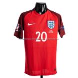 Dele Alli red England No.20 jersey from the European Championship match v Slovakia in Saint-