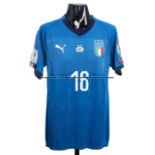 Daniele De Rossi blue Italy No.16 international jersey 2017, match issue for FIFA World Cup