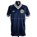 Blue Scotland No. 2 jersey worn by Richard Gough in the Home International match against England,