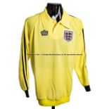 Peter Shilton England International No.13 yellow goalkeeping jersey, circa late 1970s, long