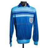 Peter Shilton England International No.13 blue goalkeeping jersey, season 1981-83, long sleeved with