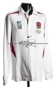 Jonny Wilkinson signed England 2003 Rugby World Cup Champions commemorative shirt, signed in black