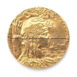 21k gold replica of the 1900 Paris Exposition Universelle Internationale medal designed by Chaplain,