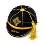 F.D. McCurley Northern Ireland Youth International cap 1948-49, navy cap with gold braiding and