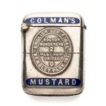 Colman’s Mustard enamelled silver plated vesta case commemorating the first F.A. Cup Final played at