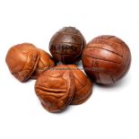 Four Service hand-sewn No.4 leather footballs and two Slazenger leather footballs, comprising