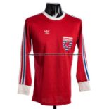 Louis Pilot red Luxembourg No. 5 jersey worn by in the World Cup qualifier against England at