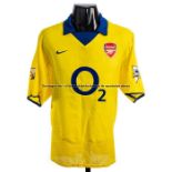 Ray Parlour Arsenal FC yellow and blue No.15 away jersey season 2003-04,  match issue, short-