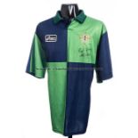 Michael Hughes signed green & blue quartered Northern Ireland No.11 jersey circa 1997, signed "