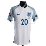 Dele Alli white & pale blue England No.20 jersey from the European Championship match v Russia in