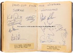 Autograph album of Wimbledon winners, finalists and Davis Cup teams, 1932-1988 the leather bound