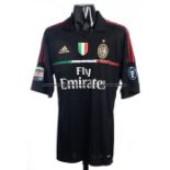 Robinho black AC Milan No.33 third-choice jersey season 2011-12, short-sleeved, Serie A and 7