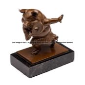 Limited edition bronze by the Mexican sculptor Sergio Bustamante (born 1949) featuring a pig playing