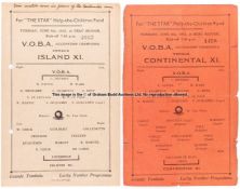 Two rare WW II football programmes for matches played on Guernsey, June 1943, occupation by German