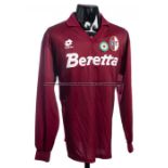 Sandro Cois Torino maroon No.4 jersey from the European Cup Winners’ Cup quarter-final 2nd Leg