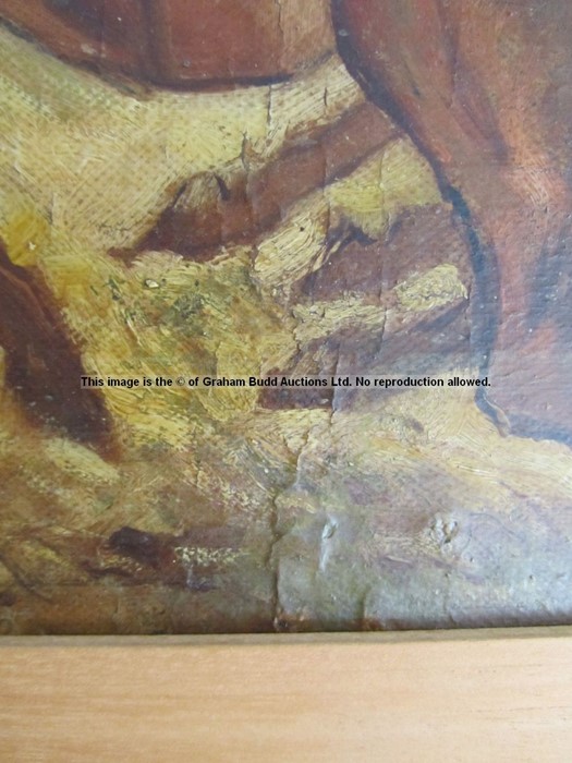 Oil painting of a horse race, signed indistinctly lower right, oil on board, Flat race featuring - Image 2 of 14