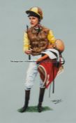 Original 'Trist' caricature of Pat Eddery, watercolour on artist board, signed in the plate TRIST,